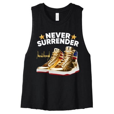 Trump Sneakers Never Surrender Women's Racerback Cropped Tank