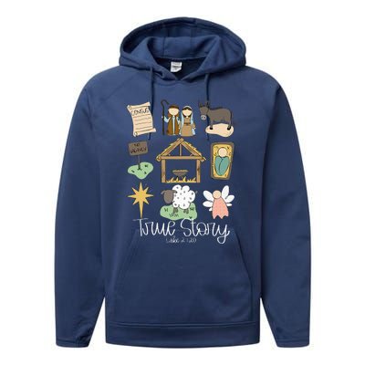 True Story Nativity Christmas Baby God Jesus Christian  Performance Fleece Hoodie