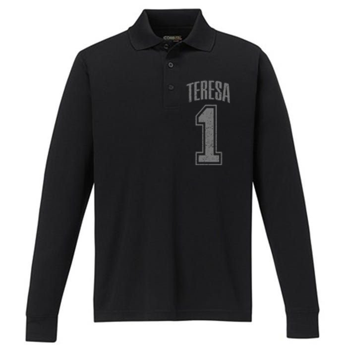 Teresa Supporter Number 1 Biggest Fan Performance Long Sleeve Polo