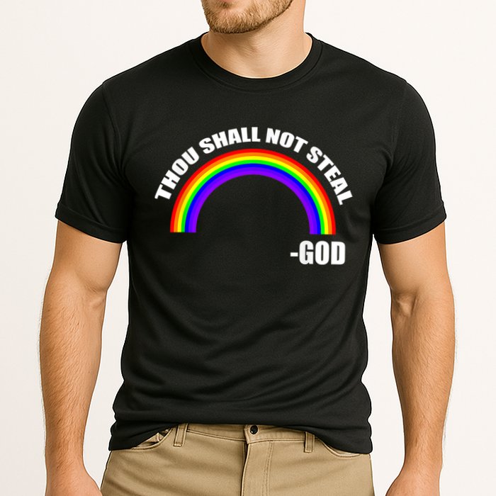 Thou Shall Not Steal Gods Rainbow Cooling Performance Crew T-Shirt