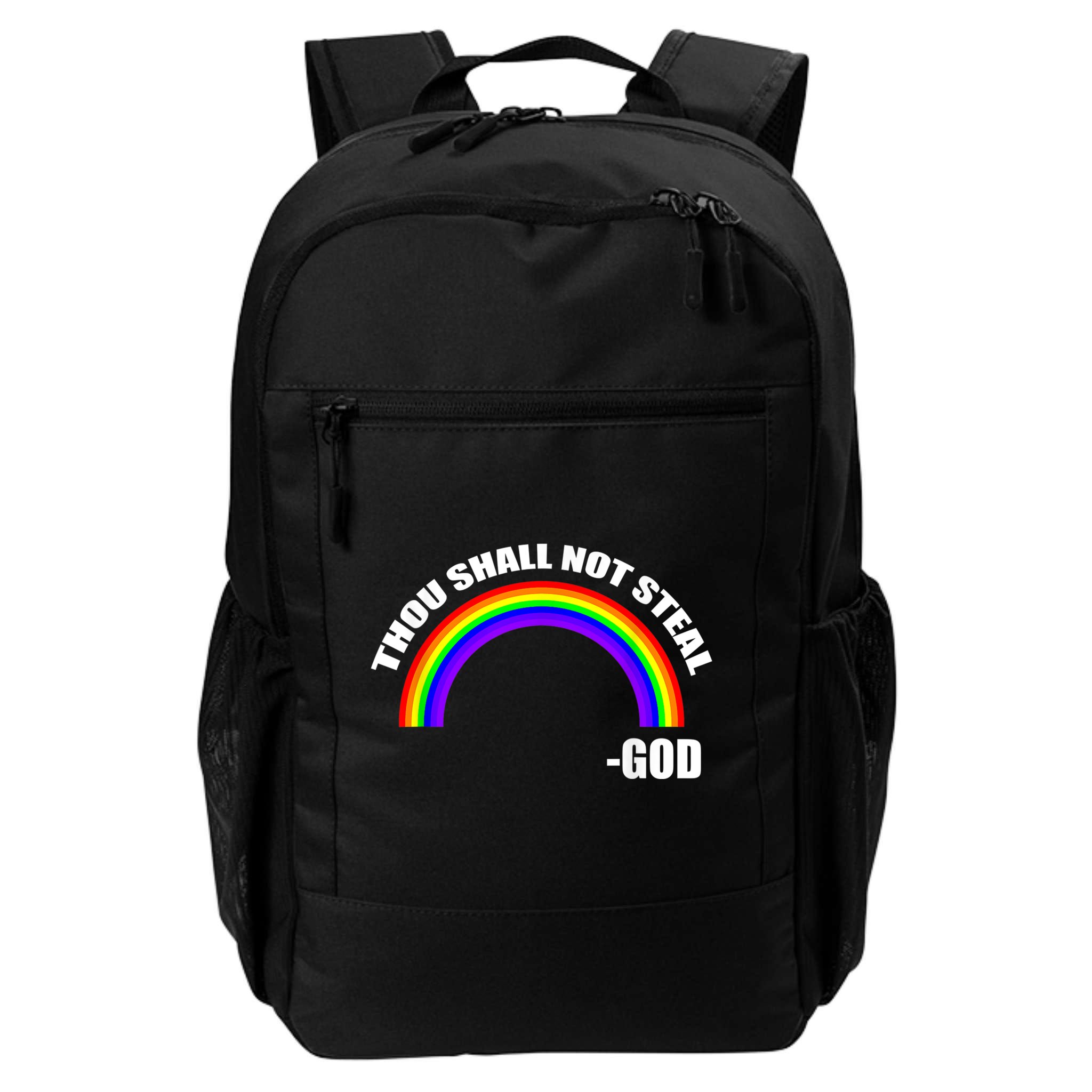 Thou Shall Not Steal Gods Rainbow Backpack
