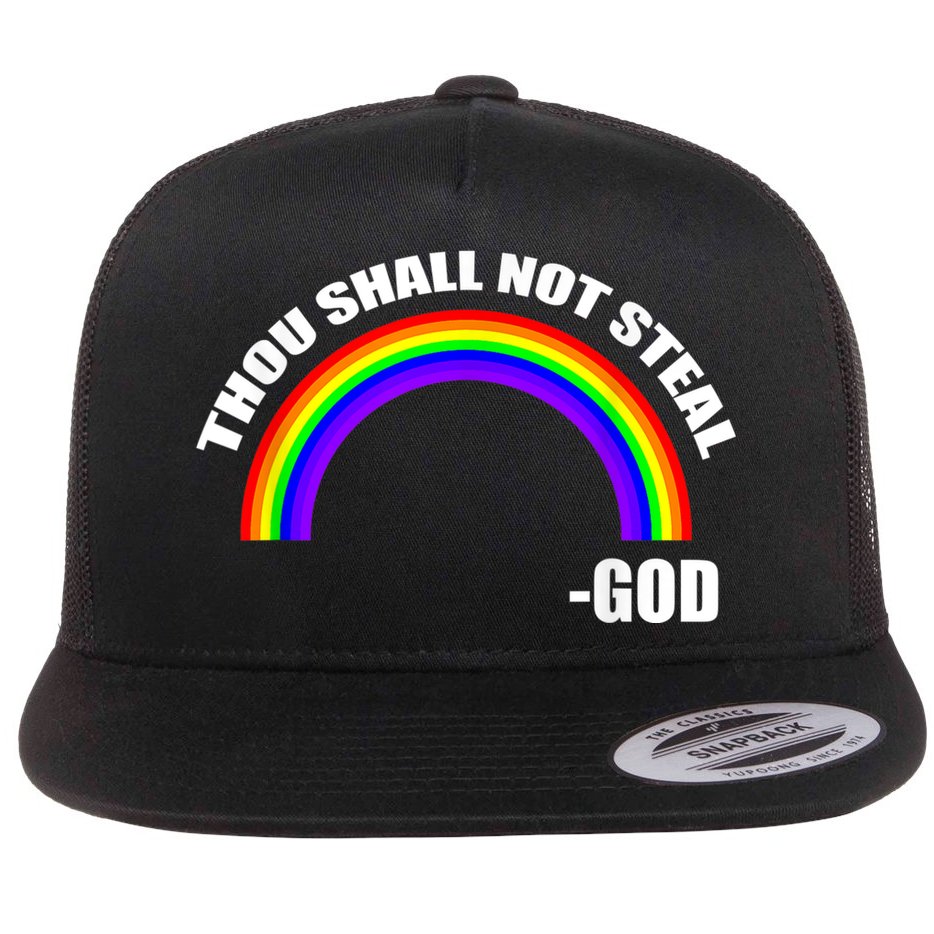 Thou Shall Not Steal Gods Rainbow Flat Bill Trucker Hat