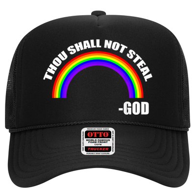 Thou Shall Not Steal Gods Rainbow Trucker Hat