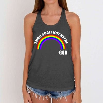 Thou Shall Not Steal Gods Rainbow Women's Knotted Racerback Tank