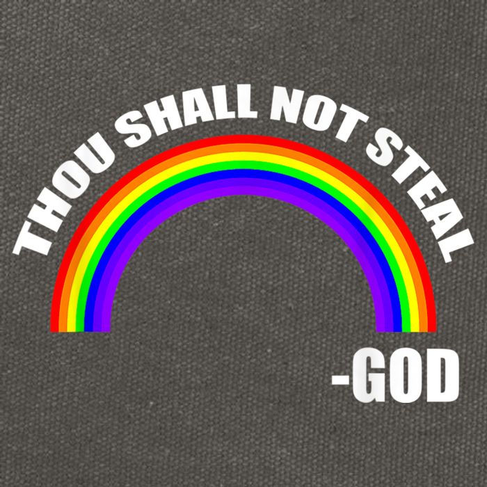 Thou Shall Not Steal Gods Rainbow Cotton Canvas Backpack