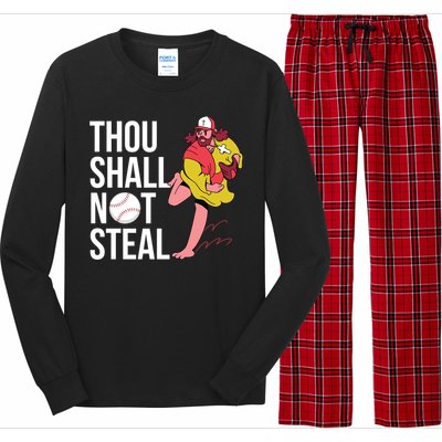 Thou Shall Not Steal Baseball Gift Long Sleeve Pajama Set