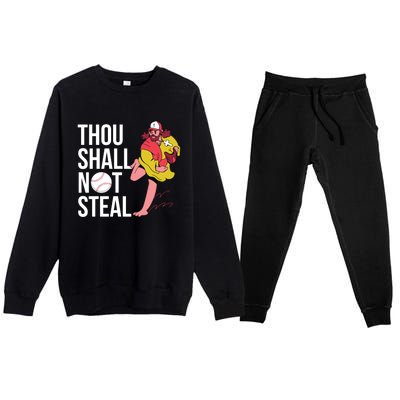 Thou Shall Not Steal Baseball Gift Premium Crewneck Sweatsuit Set