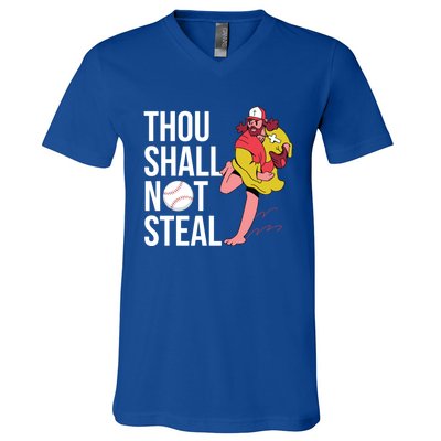 Thou Shall Not Steal Baseball Gift V-Neck T-Shirt