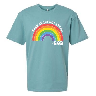 Thou Shall Not Steal Exodus 20:15 Rainbow Shalt Not Steal Gift Sueded Cloud Jersey T-Shirt