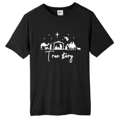 True Story Nativity Christmas Baby Jesus Manger Tall Fusion ChromaSoft Performance T-Shirt