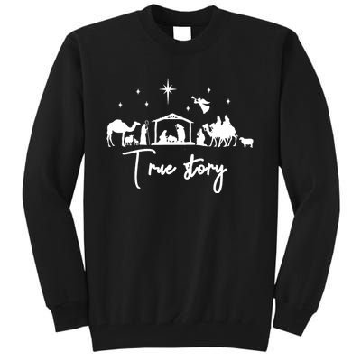 True Story Nativity Christmas Baby Jesus Manger Tall Sweatshirt