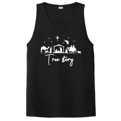 True Story Nativity Christmas Baby Jesus Manger PosiCharge Competitor Tank