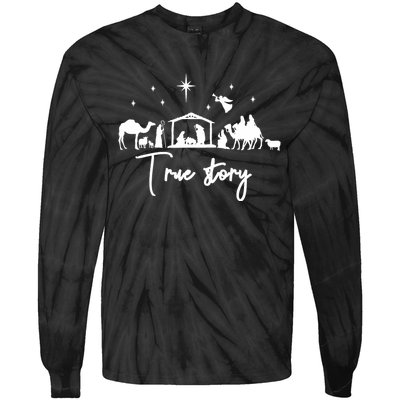 True Story Nativity Christmas Baby Jesus Manger Tie-Dye Long Sleeve Shirt