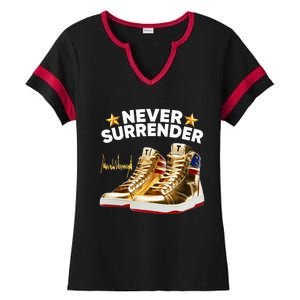 Trump Sneakers Never Surrender Ladies Halftime Notch Neck Tee