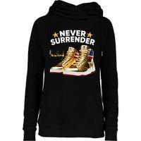 Trump Sneakers Never Surrender Womens Funnel Neck Pullover Hood