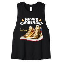 Trump Sneakers Never Surrender Women's Racerback Cropped Tank