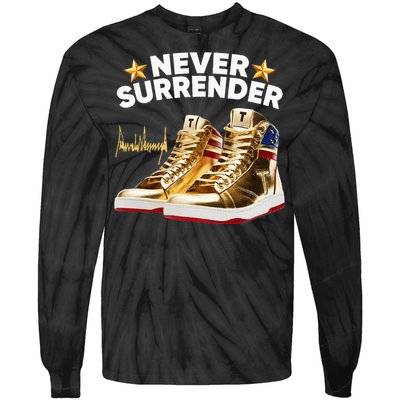 Trump Sneakers Never Surrender Tie-Dye Long Sleeve Shirt