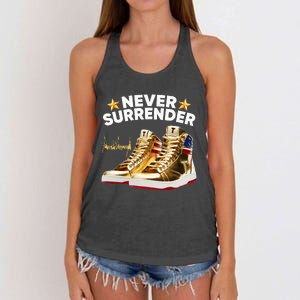 Trump Sneakers Never Surrender Women's Knotted Racerback Tank