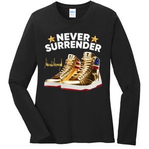 Trump Sneakers Never Surrender Ladies Long Sleeve Shirt