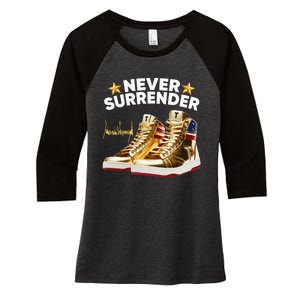 Trump Sneakers Never Surrender Women's Tri-Blend 3/4-Sleeve Raglan Shirt