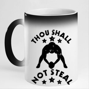 Thou Shall Not Steal Funny Baseball Softball Catcher Gift 11oz Black Color Changing Mug