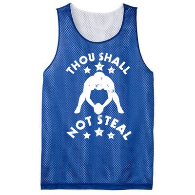 Thou Shall Not Steal Funny Baseball Softball Catcher Gift Mesh Reversible Basketball Jersey Tank