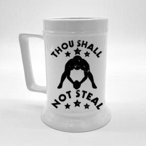 Thou Shall Not Steal Funny Baseball Softball Catcher Gift Beer Stein