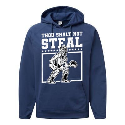 Thou Shalt Not Steal Baseball Cool Gift Performance Fleece Hoodie