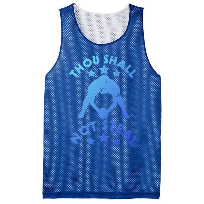 Thou Shall Not Steal Funny Baseball Softball Catcher Great Gift Mesh Reversible Basketball Jersey Tank