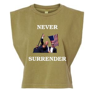 Trump Shot Never Surrender 2024 Garment-Dyed Women's Muscle Tee