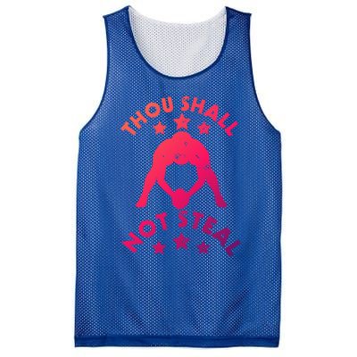 Thou Shall Not Steal Funny Baseball Softball Catcher Great Gift Mesh Reversible Basketball Jersey Tank