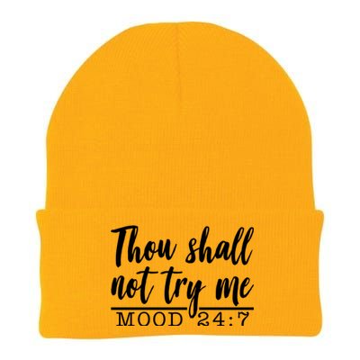 Thou Shall Not Try Me Mood 247 Funny Knit Cap Winter Beanie