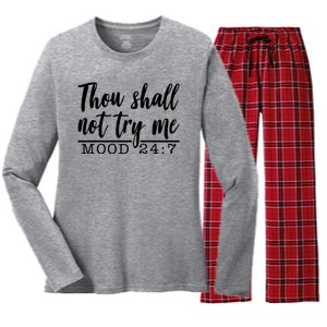 Thou Shall Not Try Me Mood 247 Funny Women's Long Sleeve Flannel Pajama Set 