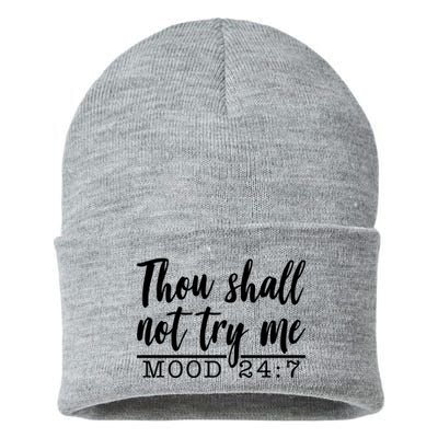 Thou Shall Not Try Me Mood 247 Funny Sustainable Knit Beanie