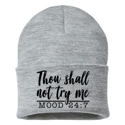 Thou Shall Not Try Me Mood 247 Funny Sustainable Knit Beanie