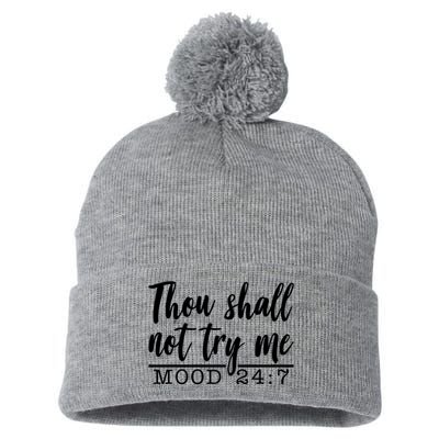 Thou Shall Not Try Me Mood 247 Funny Pom Pom 12in Knit Beanie