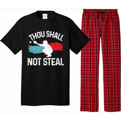 Thou Shall Not Steal Funny Softball Baseball Catcher Gift Funny Gift Pajama Set