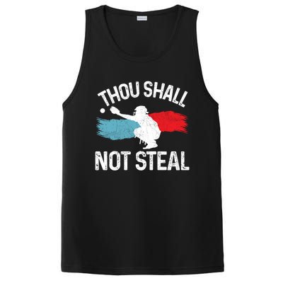 Thou Shall Not Steal Funny Softball Baseball Catcher Gift Funny Gift PosiCharge Competitor Tank