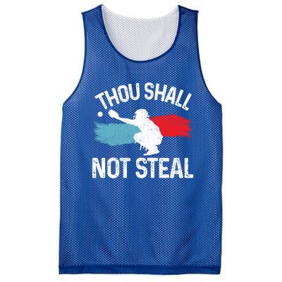 Thou Shall Not Steal Funny Softball Baseball Catcher Gift Funny Gift Mesh Reversible Basketball Jersey Tank