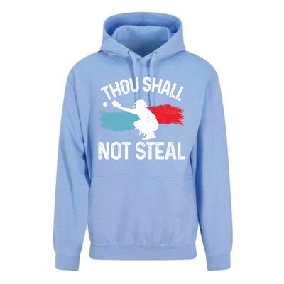 Thou Shall Not Steal Funny Softball Baseball Catcher Gift Funny Gift Unisex Surf Hoodie