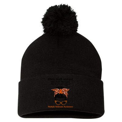Thou Shalt Not Get On My Nerves Multiple Sclerosis Awareness Messy Bun MS Pom Pom 12in Knit Beanie