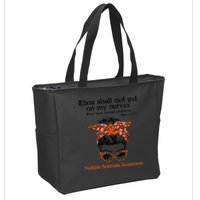 Thou Shalt Not Get On My Nerves Multiple Sclerosis Awareness Messy Bun MS Zip Tote Bag