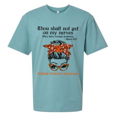 Thou Shalt Not Get On My Nerves Multiple Sclerosis Awareness Messy Bun MS Sueded Cloud Jersey T-Shirt
