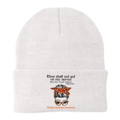 Thou Shalt Not Get On My Nerves Multiple Sclerosis Awareness Messy Bun MS Beanie