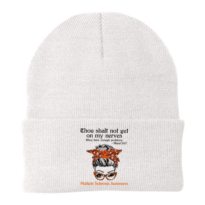 Thou Shalt Not Get On My Nerves Multiple Sclerosis Awareness Messy Bun MS Beanie
