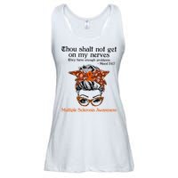Thou Shalt Not Get On My Nerves Multiple Sclerosis Awareness Messy Bun MS Ladies Essential Flowy Tank
