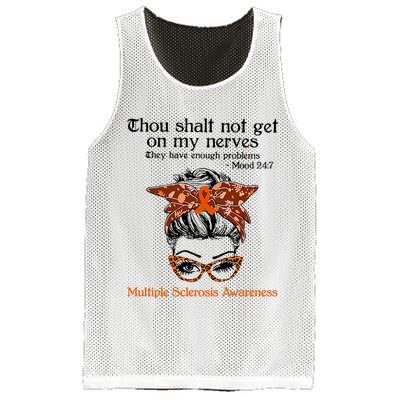 Thou Shalt Not Get On My Nerves Multiple Sclerosis Awareness Messy Bun MS Mesh Reversible Basketball Jersey Tank