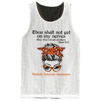 Thou Shalt Not Get On My Nerves Multiple Sclerosis Awareness Messy Bun MS Mesh Reversible Basketball Jersey Tank