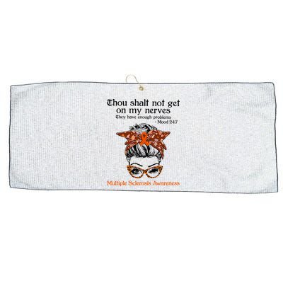 Thou Shalt Not Get On My Nerves Multiple Sclerosis Awareness Messy Bun MS Large Microfiber Waffle Golf Towel