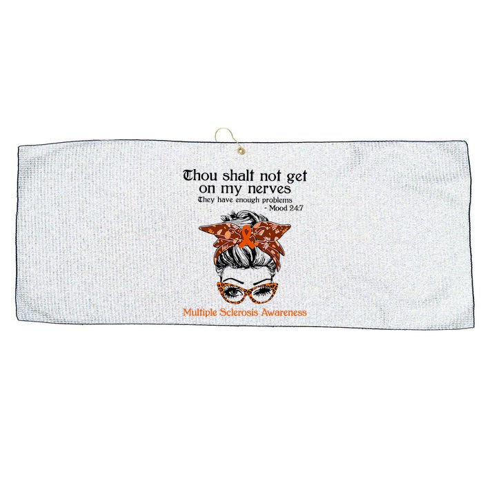 Thou Shalt Not Get On My Nerves Multiple Sclerosis Awareness Messy Bun MS Large Microfiber Waffle Golf Towel